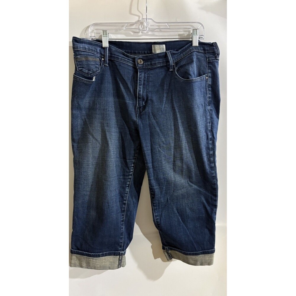Levi’s 515 Women’s Medium Wash Blue Denim Capri Jeans Cuffed 5-Pocket Sz 14